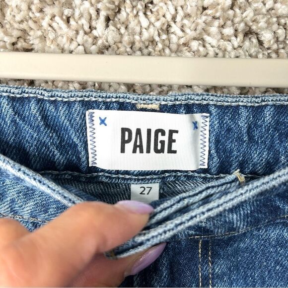 Paige Jeans Women’s 27 Noella Sledge Destructed Distressed Denim Straight Crop - Picture 4 of 12